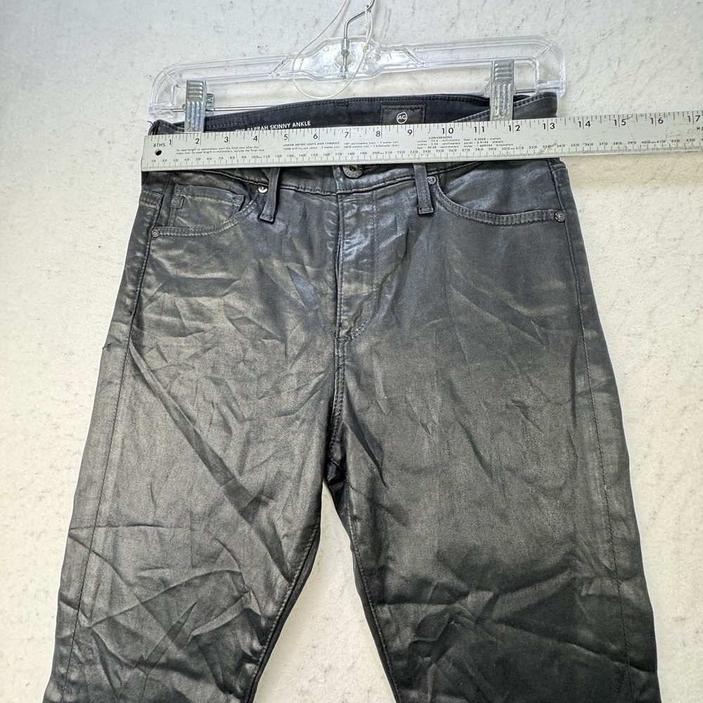 AG Adriano Goldschmied Farrah High Rise Skinny Black Leatherette Jeans 25R - Picture 9 of 13